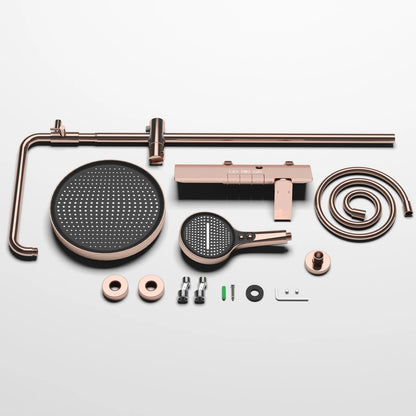 Rose Gold Piano Bathroom Shower System Solid Brass