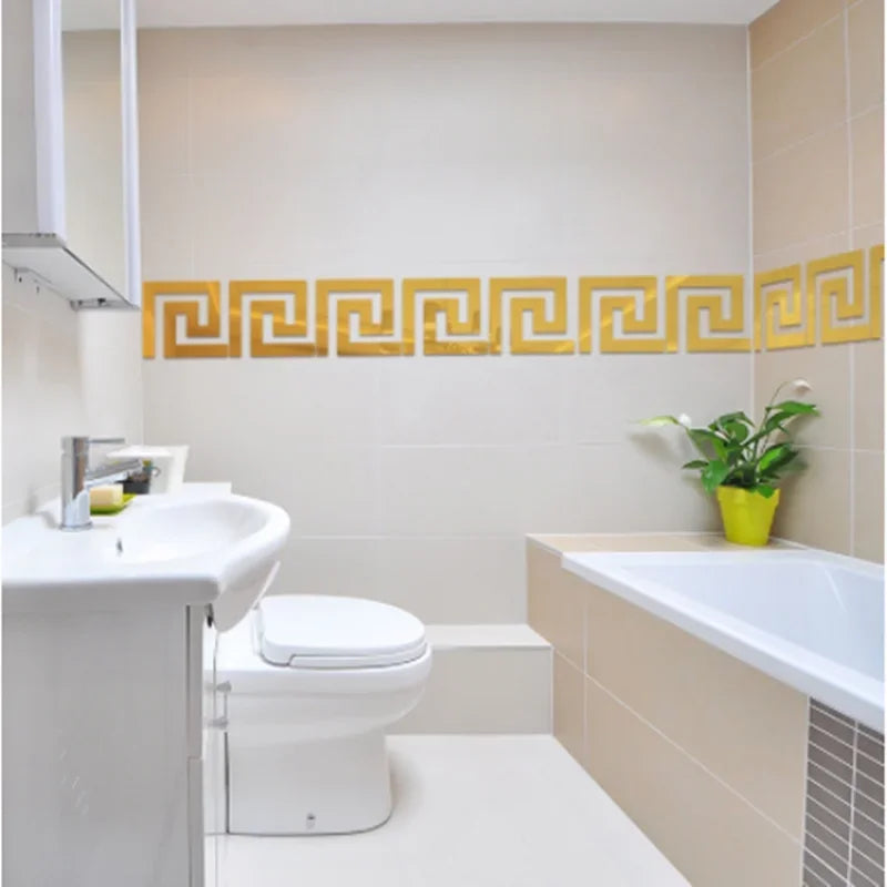 10x10cm Building Border Acrylic Wall Mirror Sticker Wall