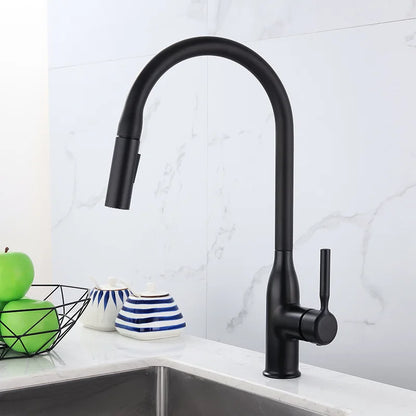 Gun Gray Pull-Out Sink Faucet Double Water Washbasin