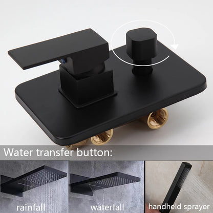 Kemaidi Matte Black Shower Faucet Rectangular Dual-Function