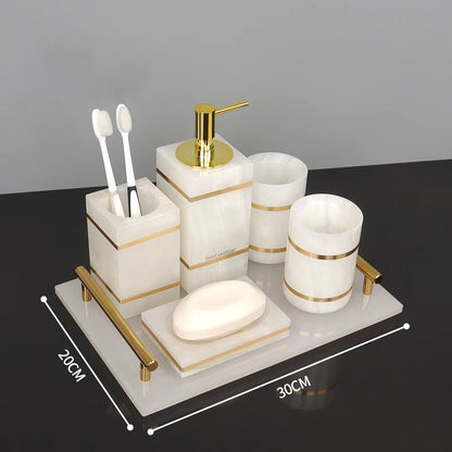 White Onyx Natural Marble Bathroom Gold Luxury Soap