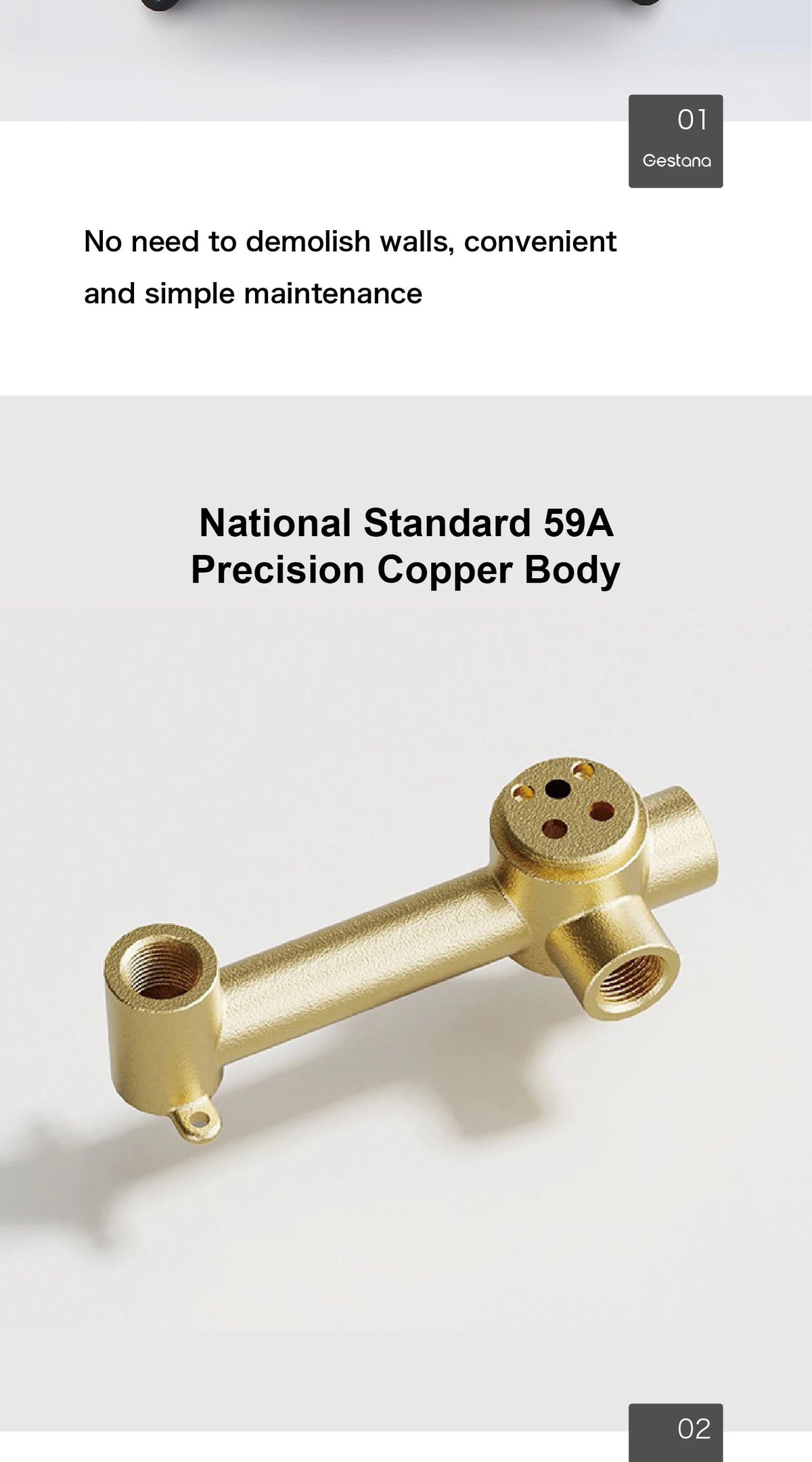 Luxury Brushed Gold In-Wall Brass Bathroom Basin Faucet