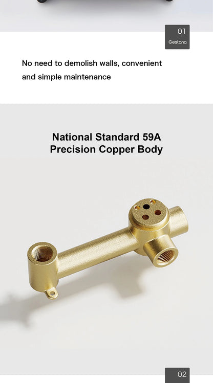 Luxury Brushed Gold In-Wall Brass Bathroom Basin Faucet