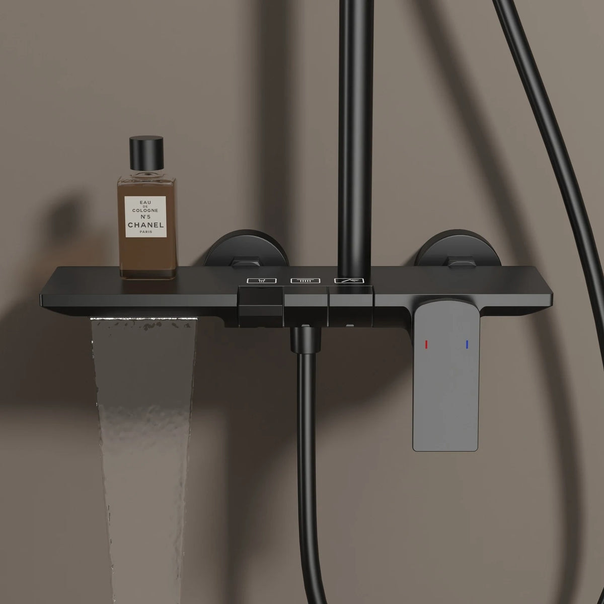 Rose Gold Piano Bathroom Shower System Solid Brass