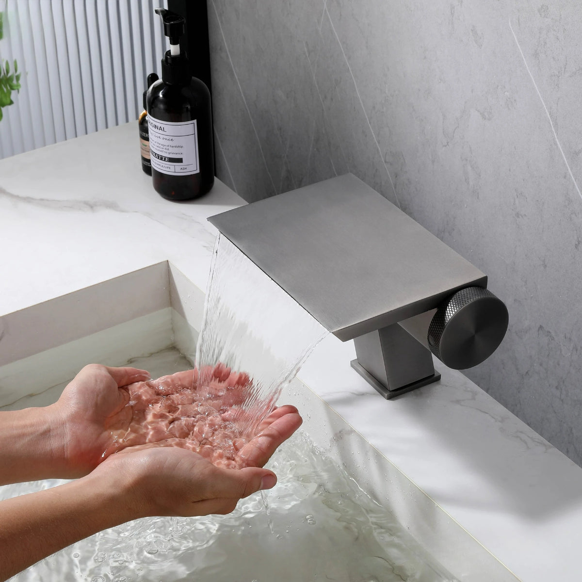 Waterfall Basin Cold Mixer Crane Faucet Copper Hotel
