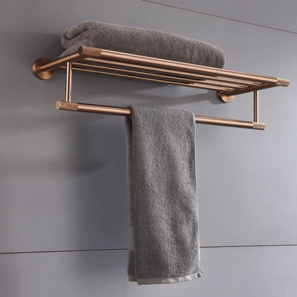 Brushed Rose Gold Brass Knurled Toilet Brush Holder