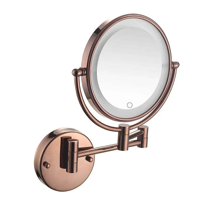 Bathroom 8-Inch Makeup Mirror Folding Rotating Telescopic Mirror