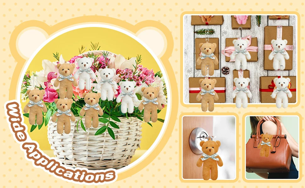 18-120pcs Mini Teddy Bears Bulk Keychain Small Bears