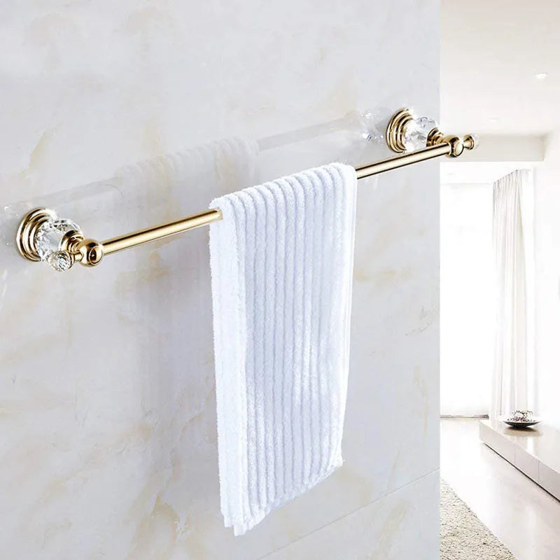 Pieces Gold Bathroom Sets Brass&Crystal Retractable Towel Bar