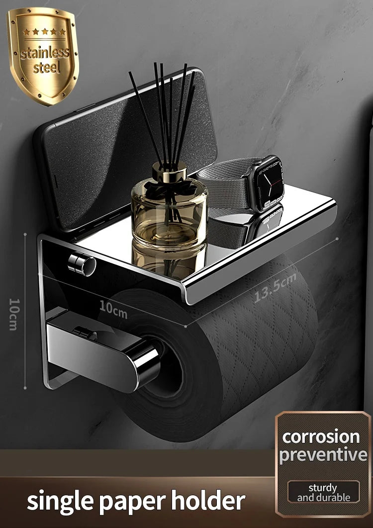 Stainless Steel Paper Towel Holder Without Punching Wall-Mounted