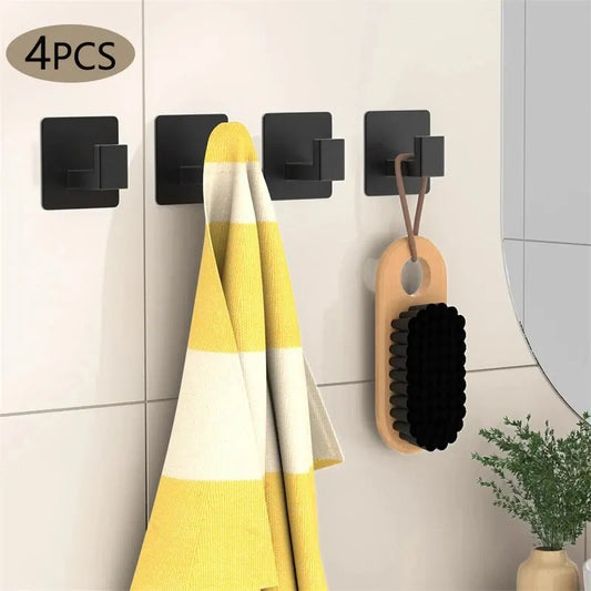 4pcs Self-Adhesive Wall Hooks Hanging Keys Clothes Hanger