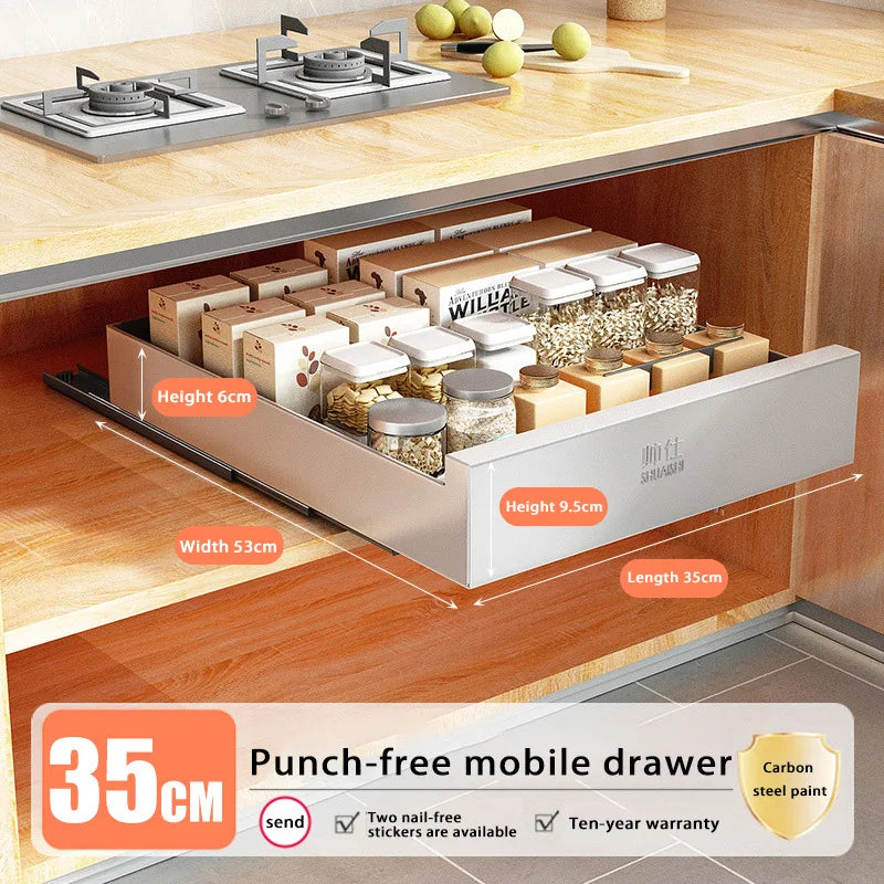 Under-Sink Cabinet Drawer Slide Pull-Out Draining Shelf