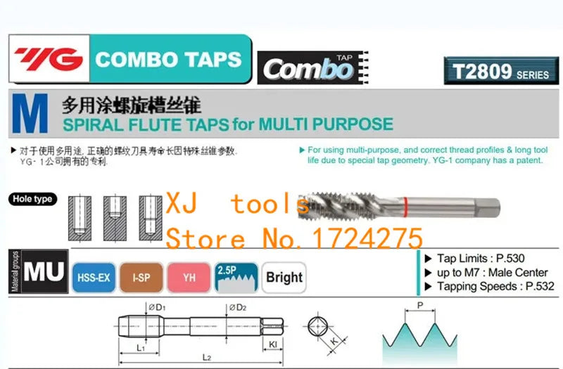 Yg-1 T2809 Combo Hss-Ex Spiral Tap M3 M4