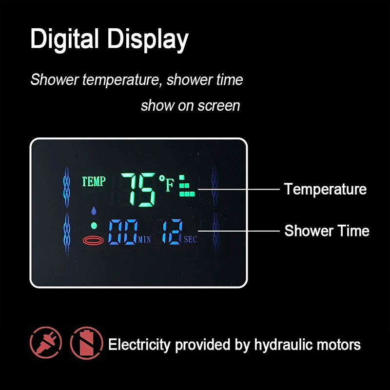 Shinesia Led Shower Panel Waterfall Rain Digital Display
