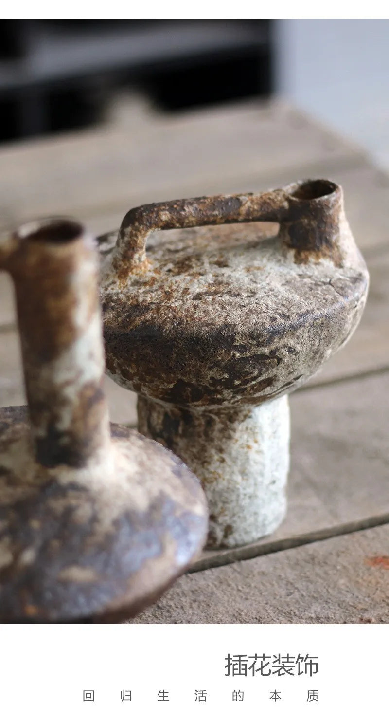 Wabi Sabi Style Ceramic Vase Retro Dried Flowers