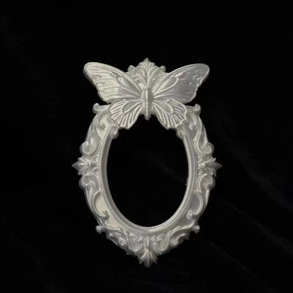 Black Butterfly Gothic Photo Frame Vintage Ornate Oval