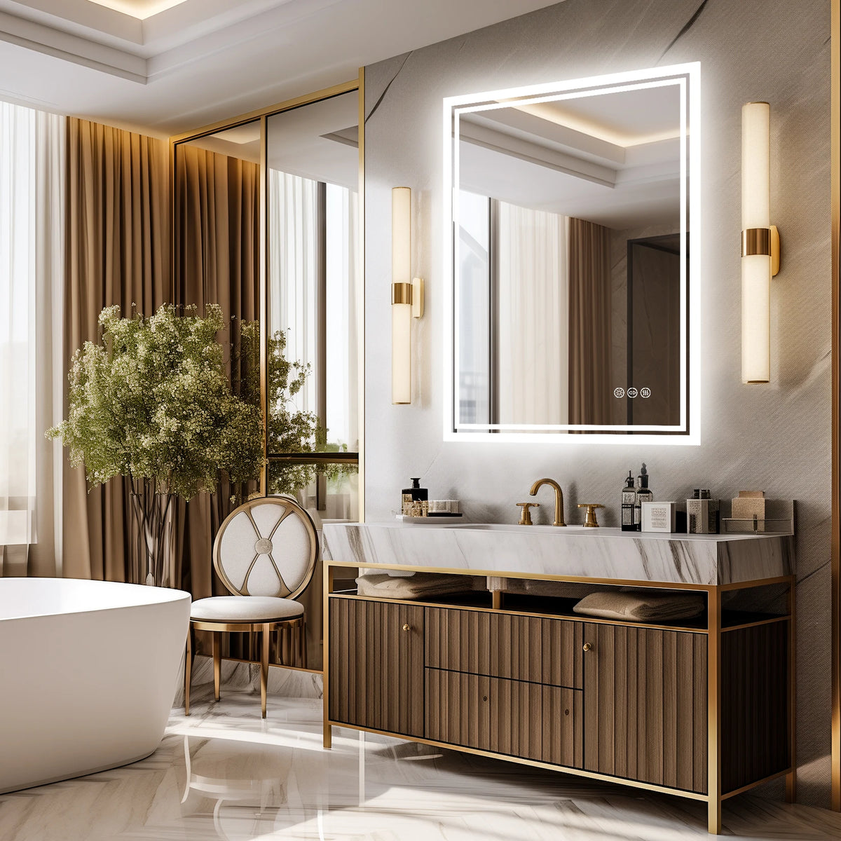 Led Backlit Mirror Bathroom Vanity Lights Anti-Fog Dimmable