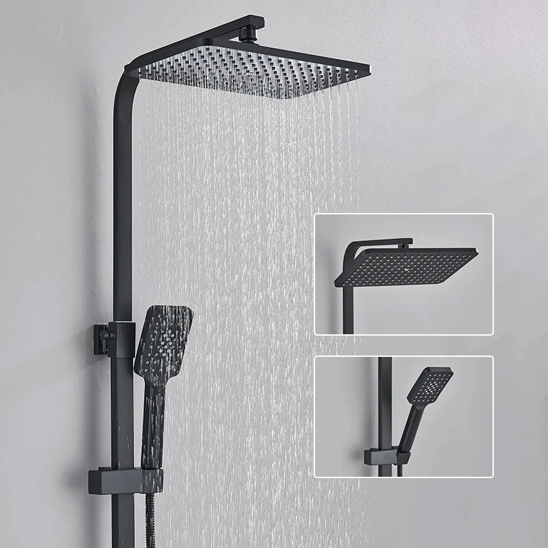 Black Smart Thermostatic Shower Faucet Bathroom Intelligent
