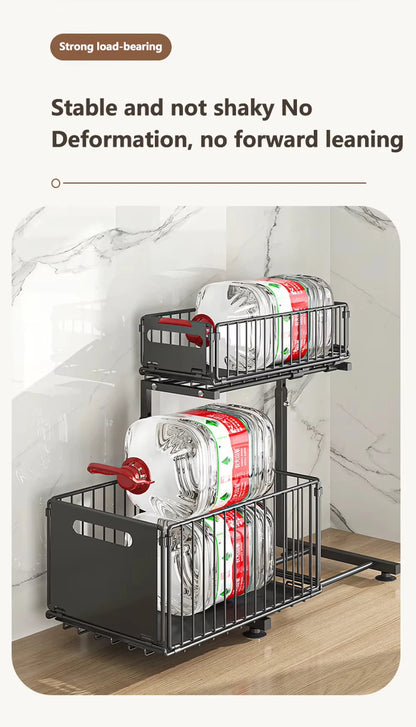 Layer Pull Out Cabinet Organizer Adjustable Storage Under-Sink