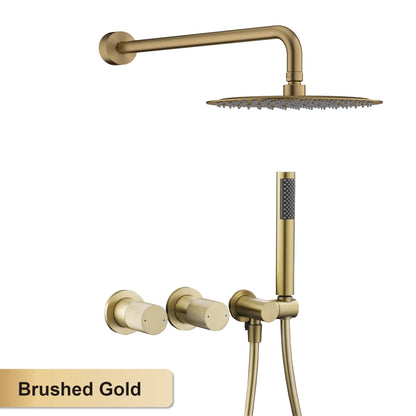 Luxury Bathroom Brass Gun Grey Wall-Mounted Shower System