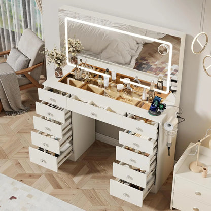 White Vanity Desk Mirror & Led Lights Modes