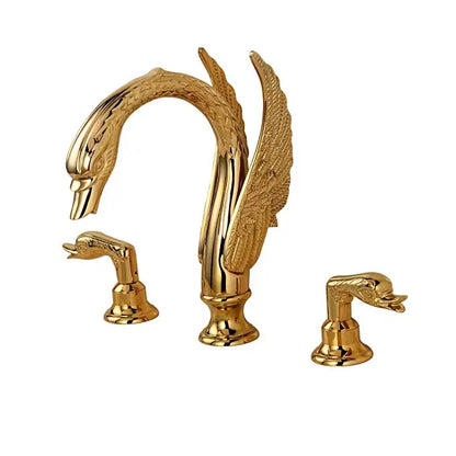 Bathroom Basin Faucet Deck Mounted Dual Handle Cold
