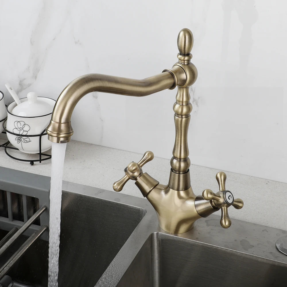 Kemaidi Golden Bathroom Basin Sink Faucet 360 Swivel