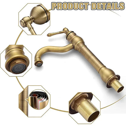 Antique Basin Faucet Brass Handle 360 Rotation Deck