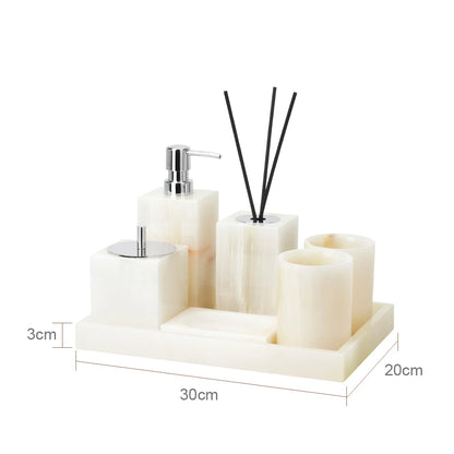White Onyx Natural Marble Bathroom Luxury Soap Dispenser