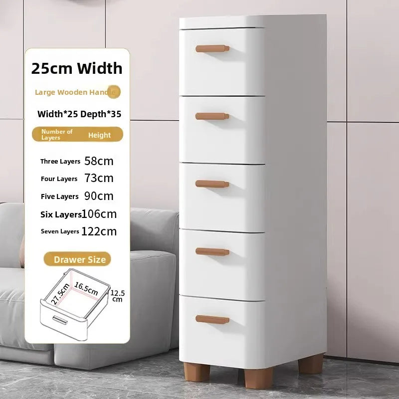 Narrow Multi-Layer Drawer Style Storage Cabinet Bathroom