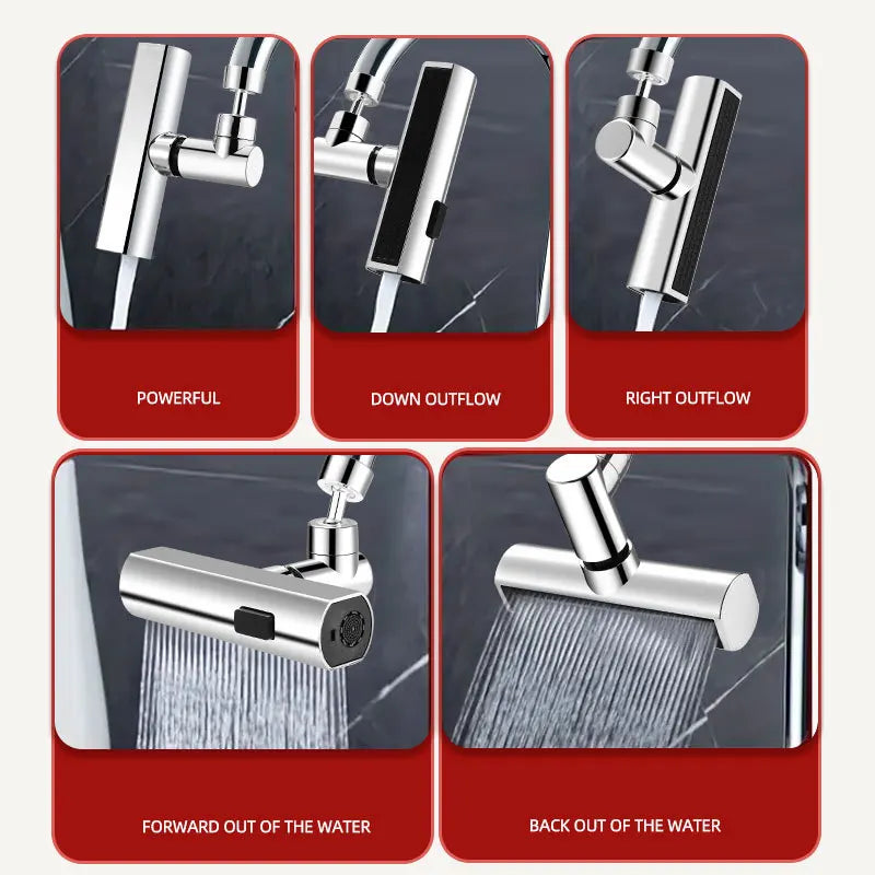 Universal Nozzle 360 Rotating Feather Waterfall Faucet