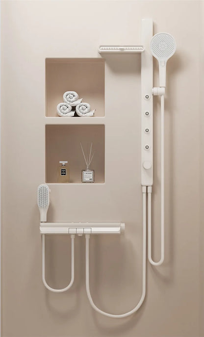 Gun Grey Bathroom Shower System Shoulder Waist Spouts