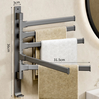 Bathroom Towel Rack Rotatable Towel Holder Space Aluminum