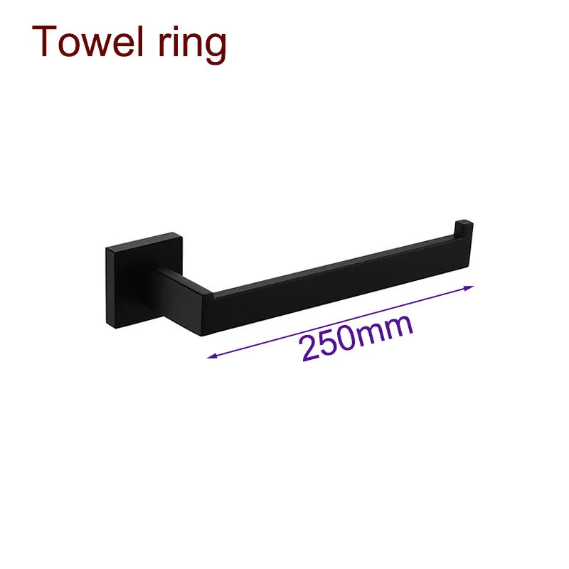 Black Bathroom Stainless Steel Wall Rack Towel Rack