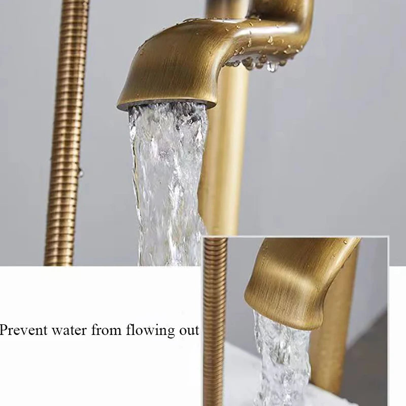 Brass Bathroom Faucet Bathtub Faucets 360 Rotation Floor