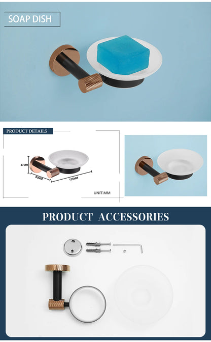 Rose Gold &Black Wall Mount Shelf Toilet Bath
