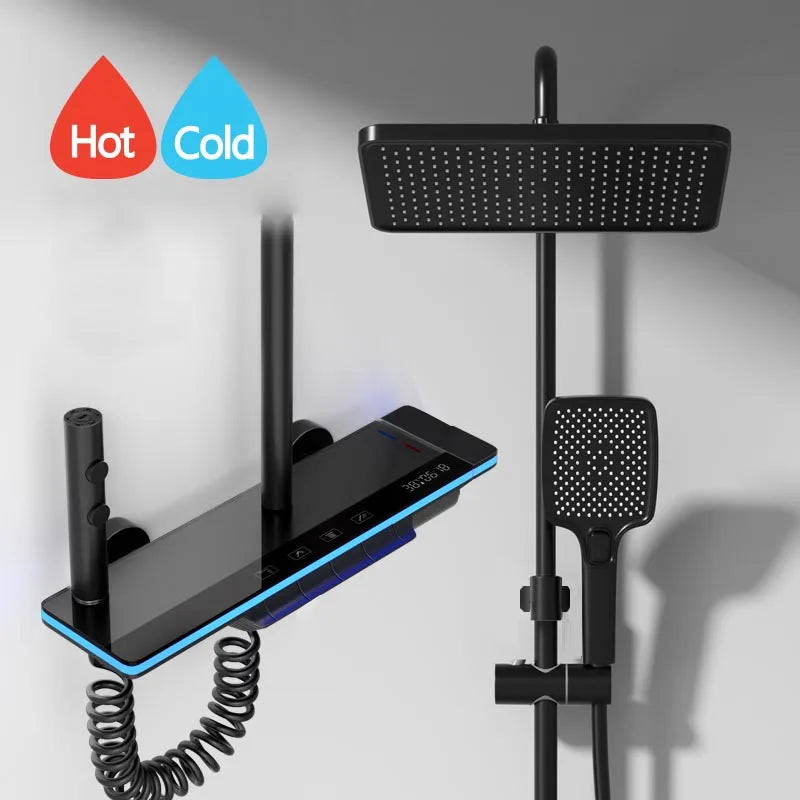 Luxury Smart Digital Temperature Shower System Bathroom Rain