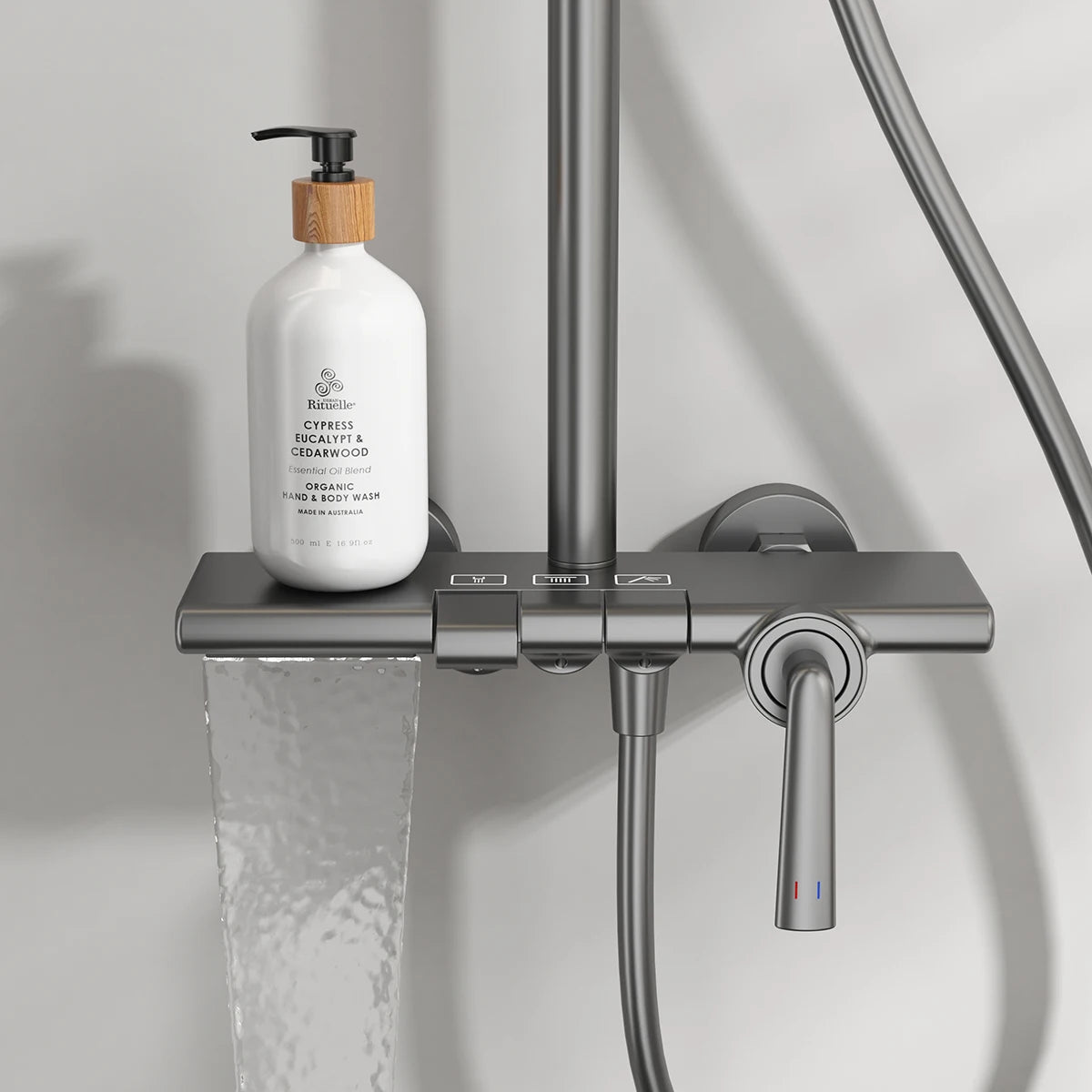 Brushed Rose Gold Bathroom Shower System Faucet 12