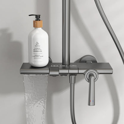 Brushed Rose Gold Bathroom Shower System Faucet 12