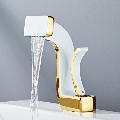 Bathroom Faucet Brass Gold White Bathroom Basin Faucet