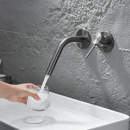 Luxury Brass Wall Mounted Bathroom Faucet Embedded Design