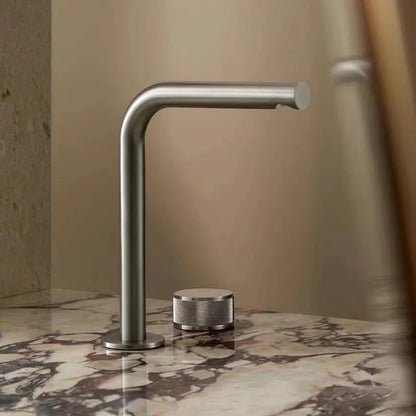 Brushed Rose Gold Basin Faucet Two Holes Gun