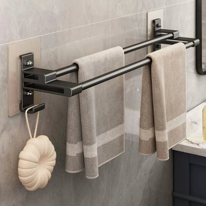Bathroom Towel Rack Without Drilling Space Aluminum Shower