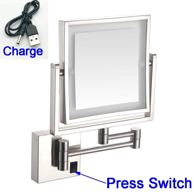 Led Bathroom Mirror 3x Magnifying Dual Arm Extendable