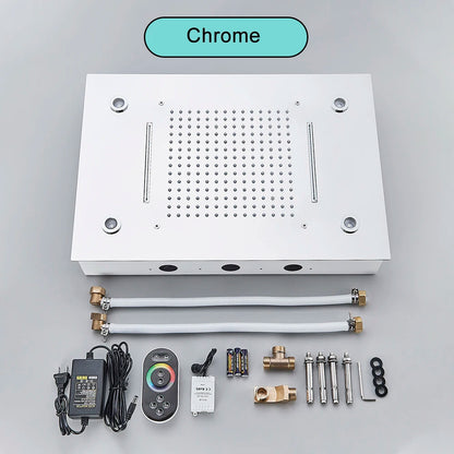 Black Embedded Ceiling Shower Head Intelligent Remote Control