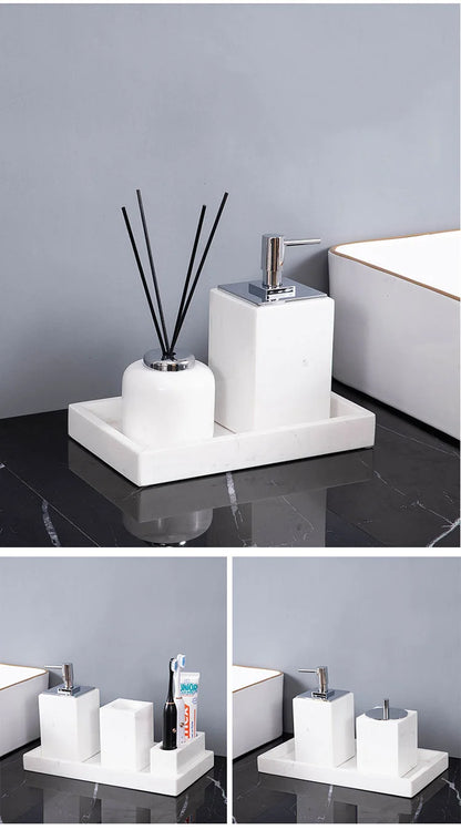 Volakos White Natural Marble Bathroom Minimalism Soap Dispenser
