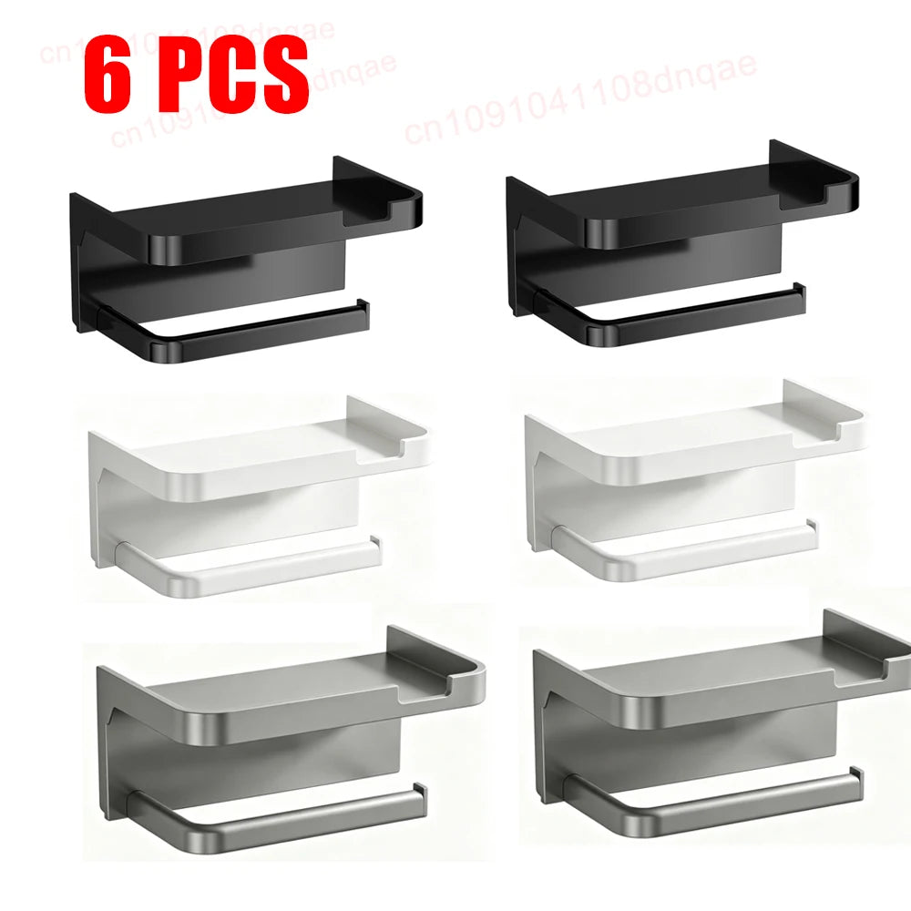No Drill Toilet Paper Holder Wall Mounted Shelf