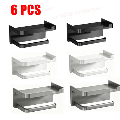 No Drill Toilet Paper Holder Wall Mounted Shelf