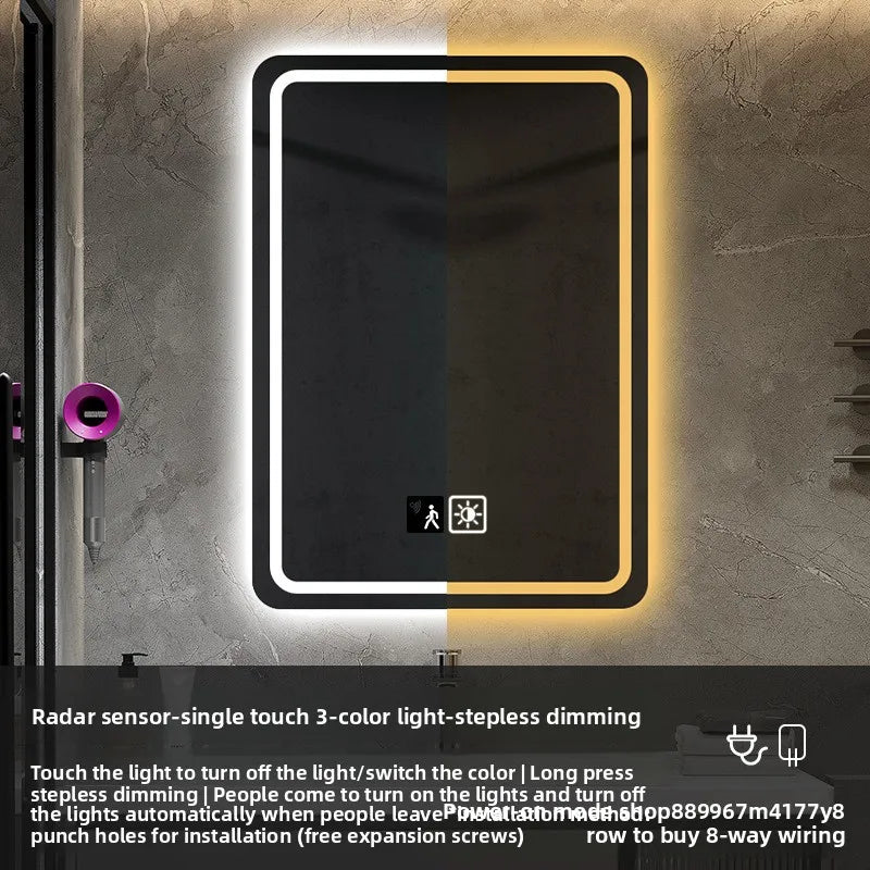 Hotel Bathroom Mirror Square Smart Led Bathroom Light