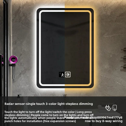 Hotel Bathroom Mirror Square Smart Led Bathroom Light